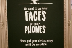 Large "no phones" wedding sign